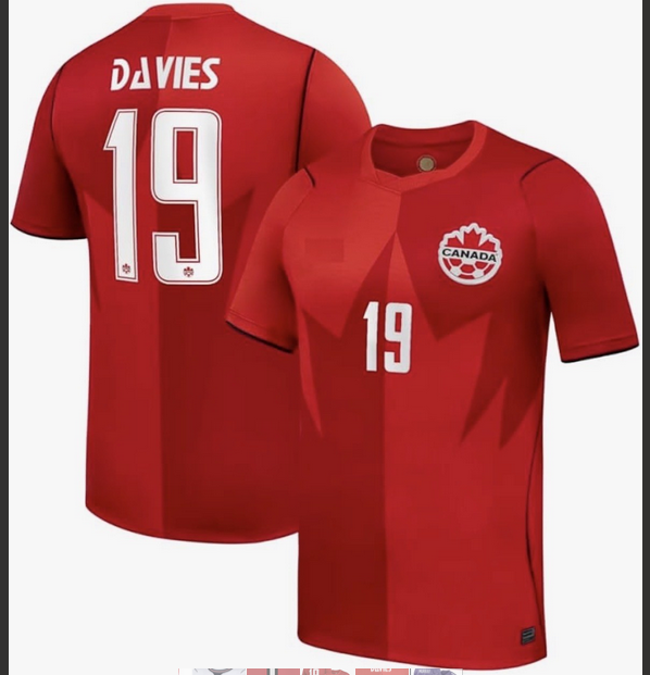 Men Canada World Cup #19 Davies red 2026  soccer jersey